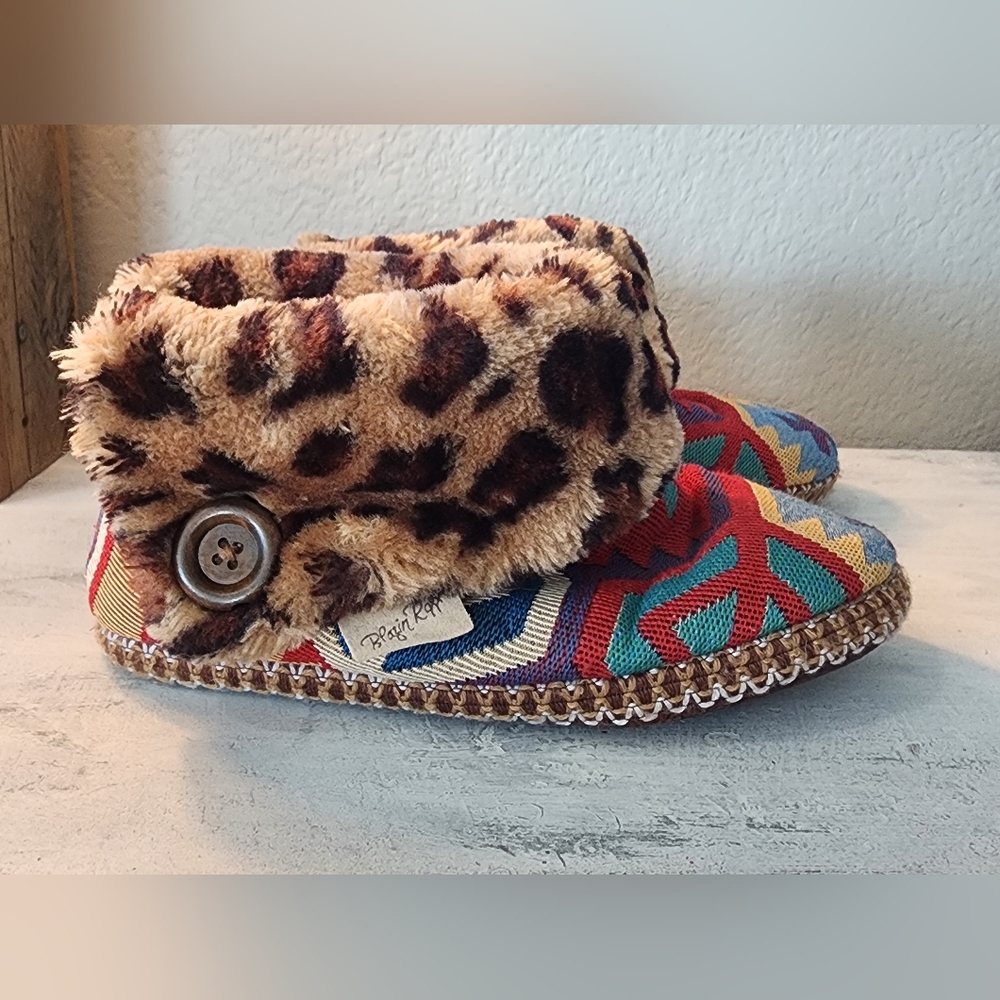 Blazin Roxx Aztec Slipper Boot with Leopard Cuff - Multicolor - Picture 4 of 9
